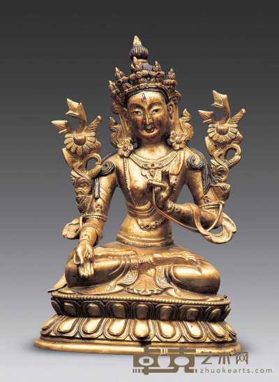 清代 铜鎏金白渡母佛像 高16.5cm